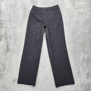Vintage Tribal Pants Womens 8 Gray Striped Wool Blend Tweed Straight Leg Office